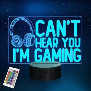 Can't Hear You I'm Gaming Night Light, Headset Graphic Video Games Gamer Gift